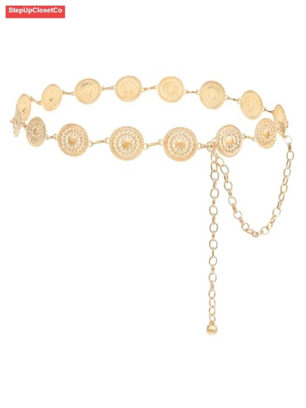 Metal Waist Chain Belt Sun Moon Gothic Hollow Out Adjustable Women Accessory